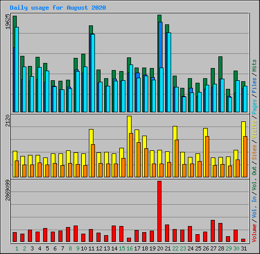 Daily usage for August 2020